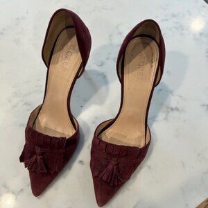 JCrew Burgundy Kilty Heels, size 7.5